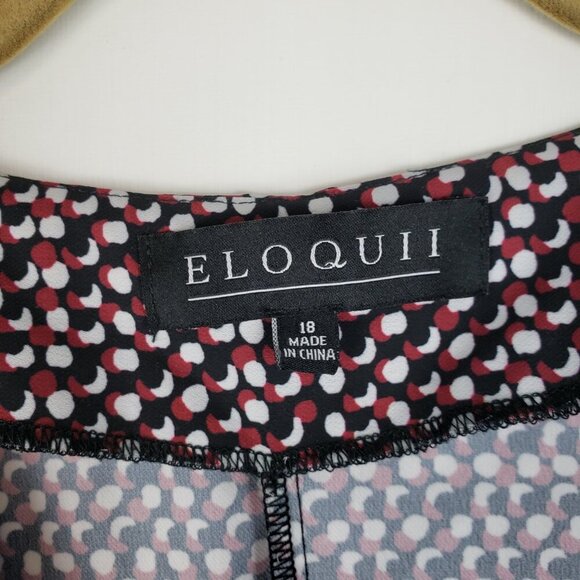 Eloquii Black White Red Dot Faux Wrap Crossover Surplice Career Blouse Size 18 - Picture 4 of 8